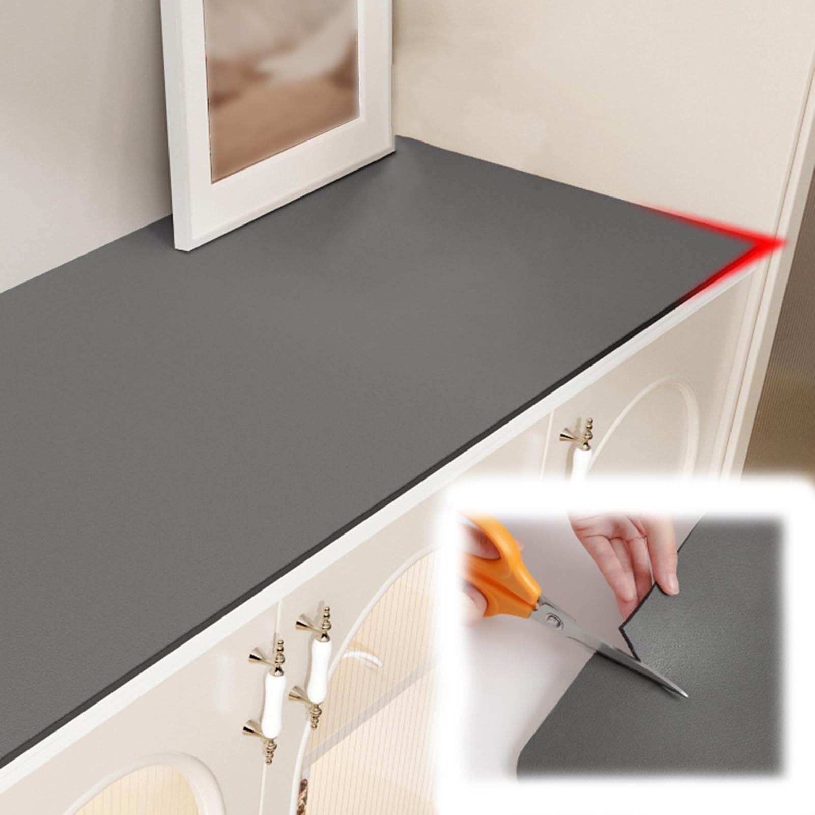 Dailify Cuttable Window Sill Pad Protector Mat, Waterproof Window Sill Remodel Protective Cushion Custom Size, Pure Colour Bay Window Cover Pads(Dark Gray,200x40cm (78.7x15.7))
