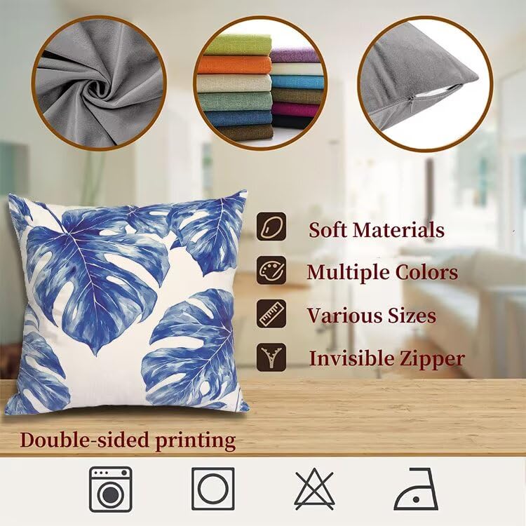 4er Set Blau Kissenbezug 80x80 Kissenbezüge Outdoor Wasserfest Anlage Kissen, Couchkissen Osterdeko Kissenhülle mit Reißverschluss kopfkissenbezug Dekokissen für Sofa Zuhause Deko Wohnzimmer H2-305 – Bild 8