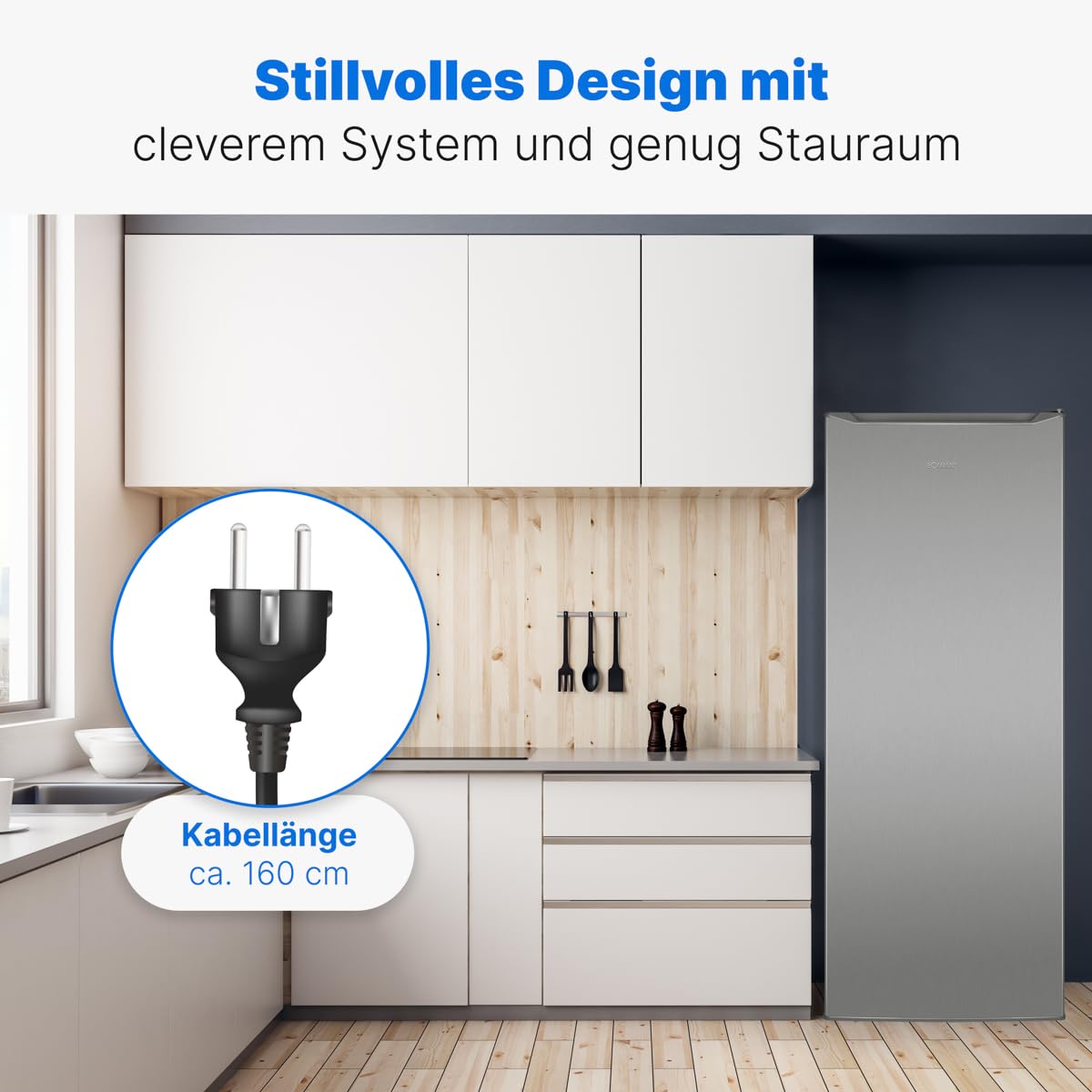 Bomann® Kühlschrank ohne Gefrierfach | Energieklasse D | 143cm | 5 Ablagen | 0°C ~ +8°C | leise 39dB | Getränkekühlschrank | 242L Flaschenkühlschrank | Kühlschrank groß | VS 7363 inox