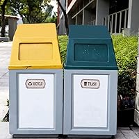 Vista 5 de Paquete de 4 calcomanías de reciclaje y basura, símbolo del logotipo de reciclaje y basura, calcomanías de vinilo impermeables para botes de basura