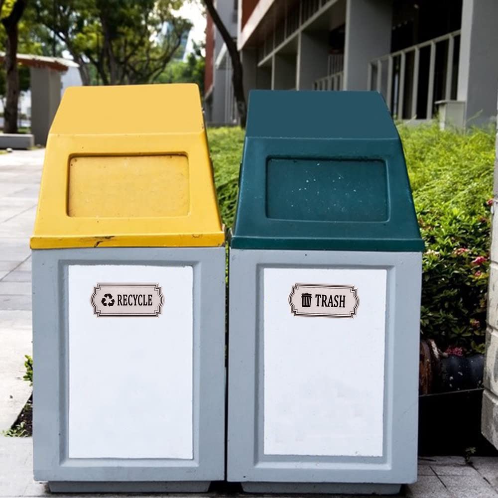 8 Adesivi Per Raccolta Differenziata - Vinile Impermeabile 15x5 Cm, Rimovibili Per Bidoni Interni/Esterni - Foto 6