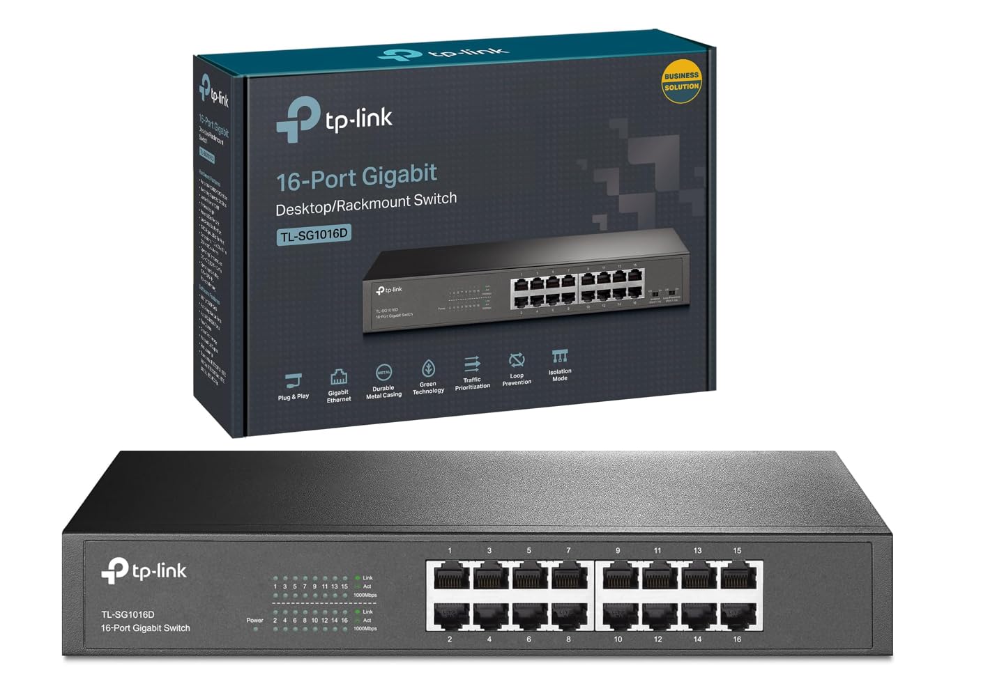 Switch TP-Link TL-SG1016D 16 Puertos/ RJ-45 10/100/1000