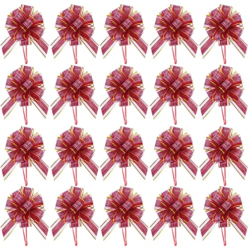 Lot de 20 nœuds pour voiture, décoration de voiture, mariage, décoration faite à la main, pour mariage, fête, anniversaire, bordeaux