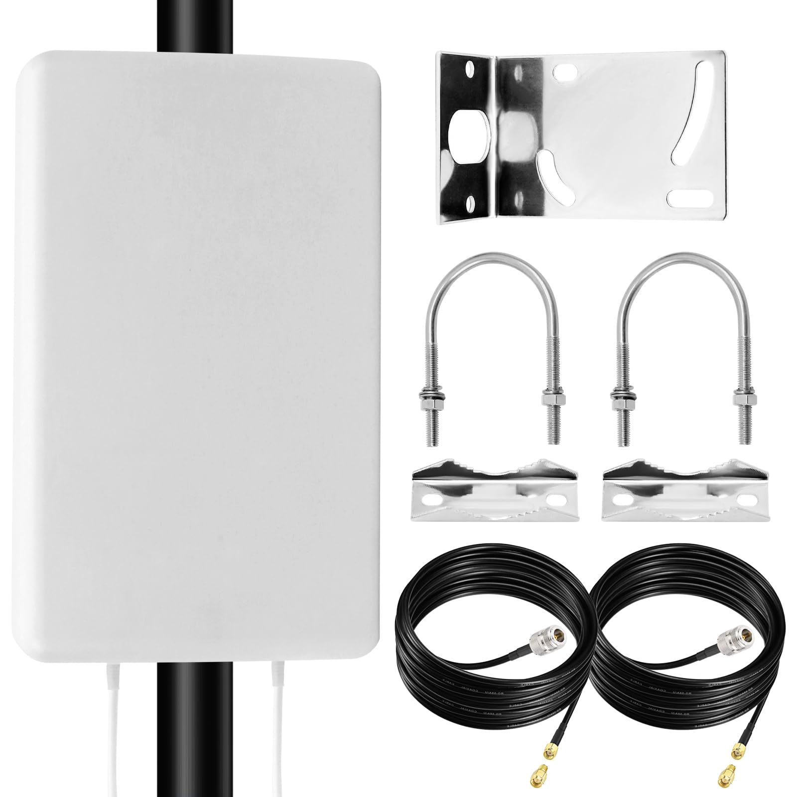 Antena 5G Exterior, Antena LTE 4G/5G 700-2700|3300-4000 MHz 18dBi, Amplificador de Señal Larga Distancia con 2x10m Cable TS9/SMA - Compatible con Routers y Módems 5G/3G/4G LTE