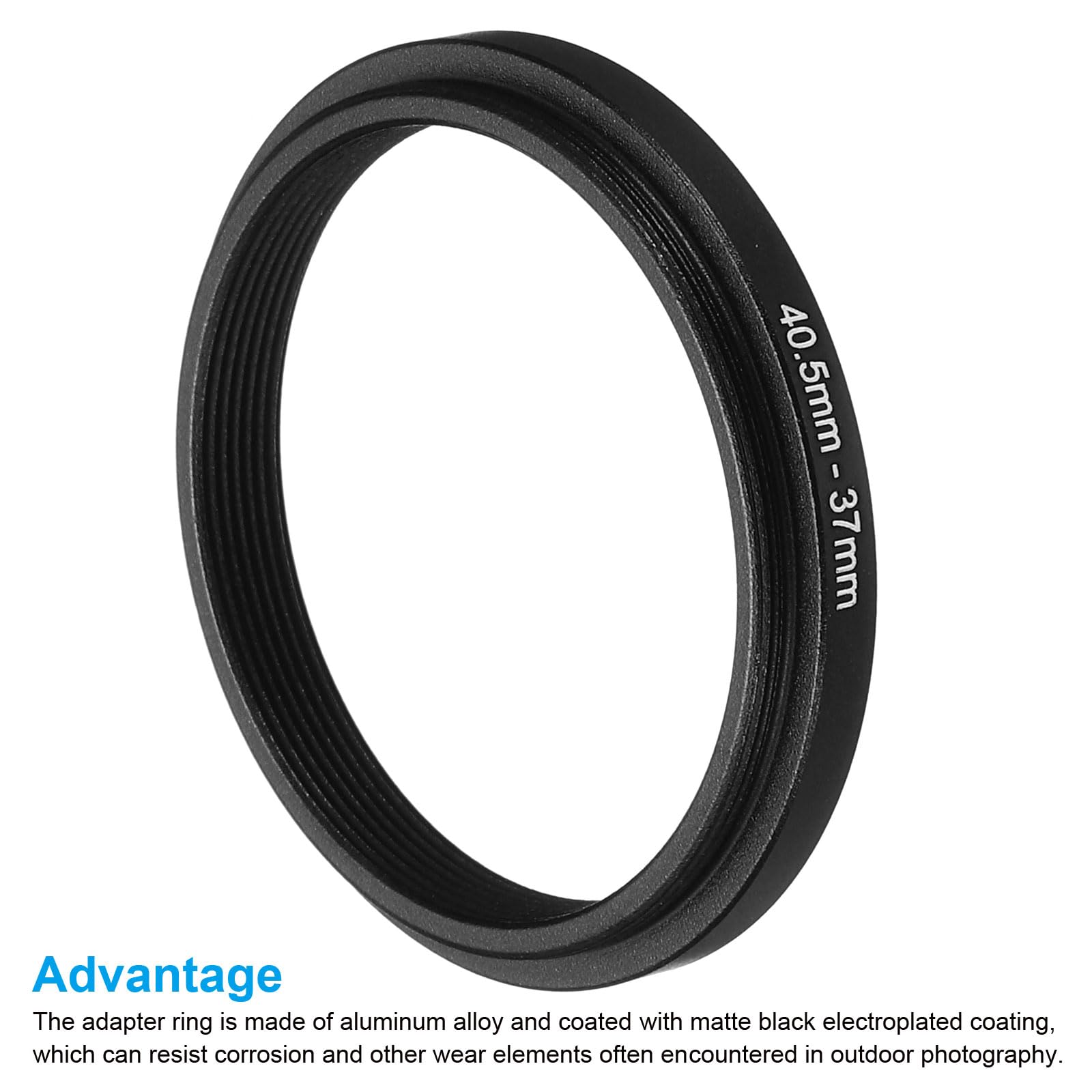 PATIKIL Bague de Réduction en Métal 40,5 mm-37 mm, Adaptateur de Filtre d'Objectif d'Appareil Photo en Aluminium pour Capuchon d'Objectif, Noir