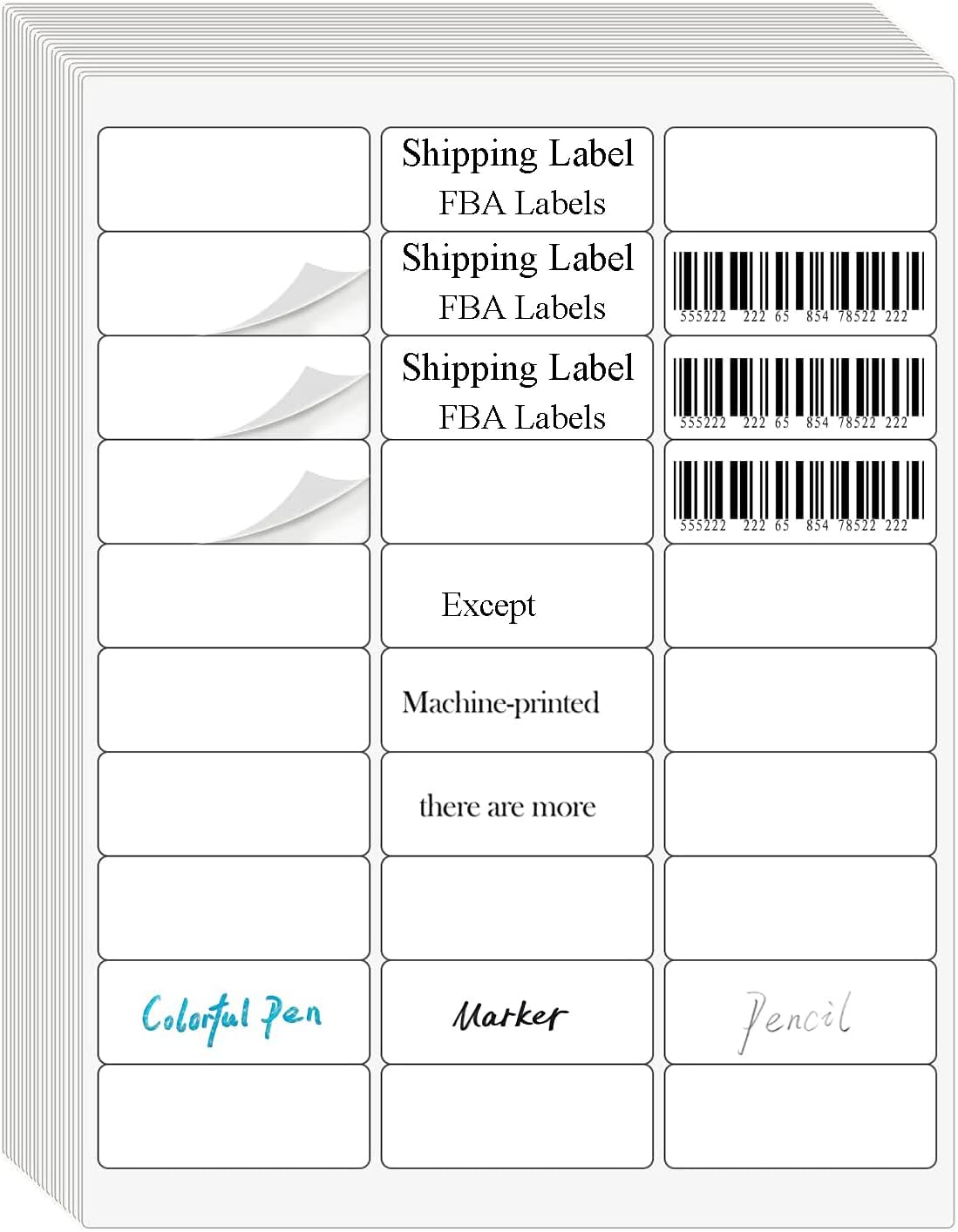 100 Sheets 30 UP 1" x2-5/8 Shipping Labels 3000 Pcs FBA Label Stickers for Laser/Inkjet Printers, White Blank Sticker Name Tags, 30 Per Page - Image 2