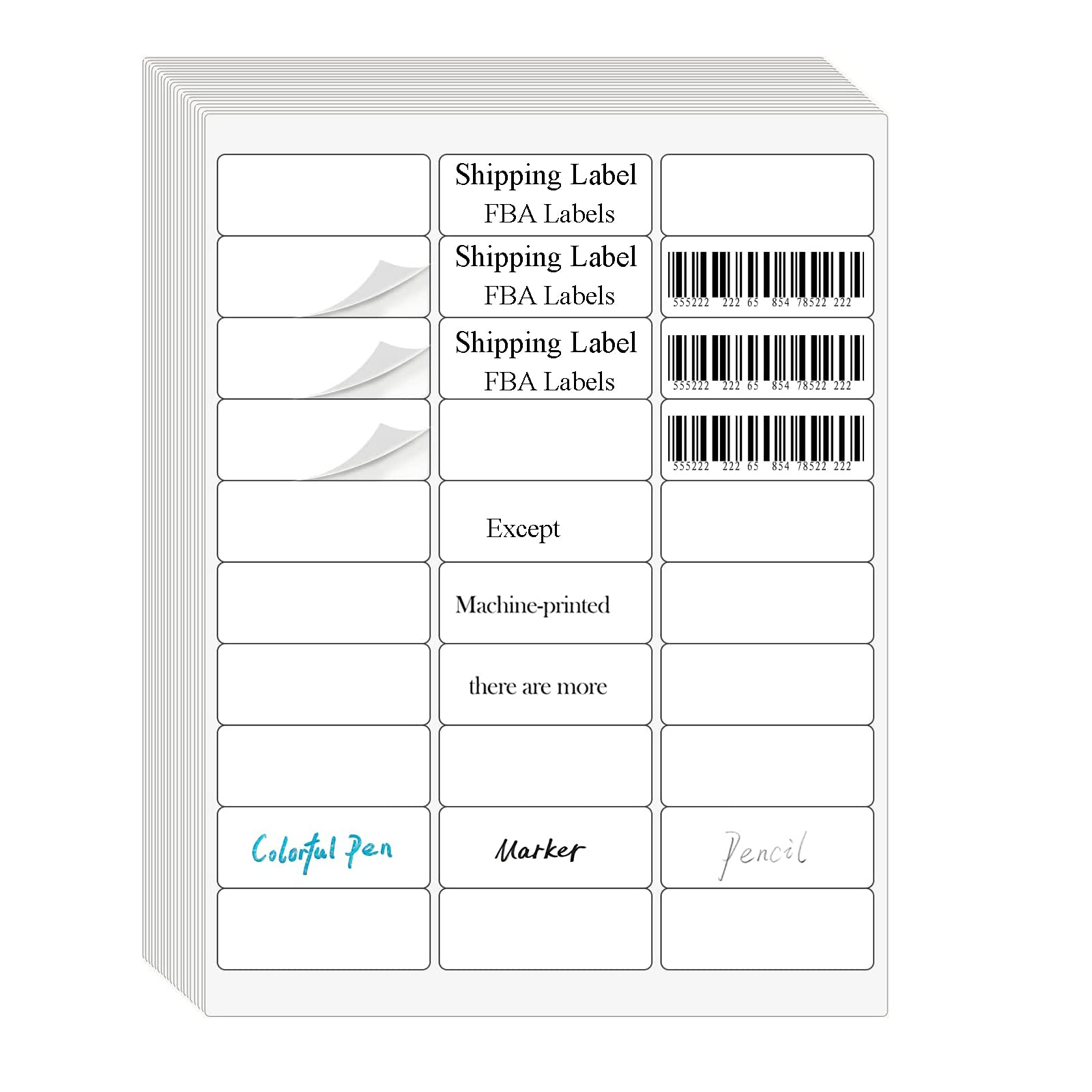 OausTect Etichette per indirizzi da 2,5 x 5,1-1,6 cm, 3000 etichette adesive per stampanti laser/a getto d'inchiostro, etichette postali 21,6 x 27,9 cm, bianche, 100 fogli da 30 etichette adesive