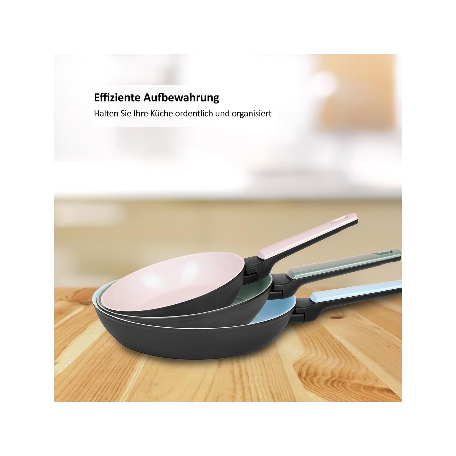 Genius Cerafit Trend Pastell Edition Pfannenset 3 tlg. Bratpfanne 20, 24, 28 cm – Keramik Antihaft Pfannen für Induktion & alle Herdarten, spülmaschinenfest, hitzebeständig und kratzfest