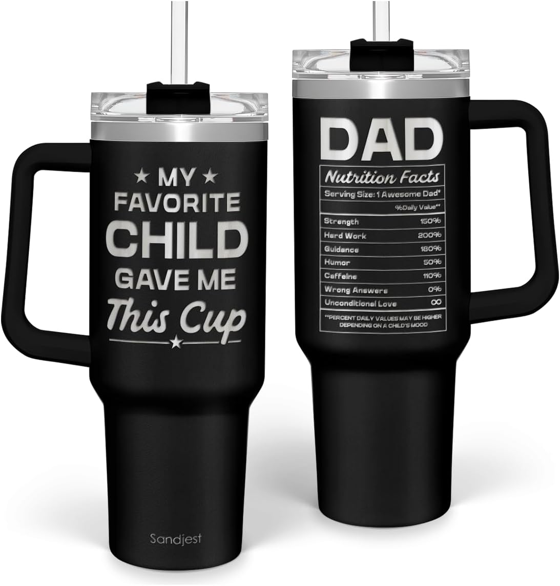 SANDJEST Dad Gift from Daughter, 40oz Stainless Steel Insulated Coffee Tumbler With Lid & Straw, Travel Cup Gift for Dad, Christmas Birthday Father's Day