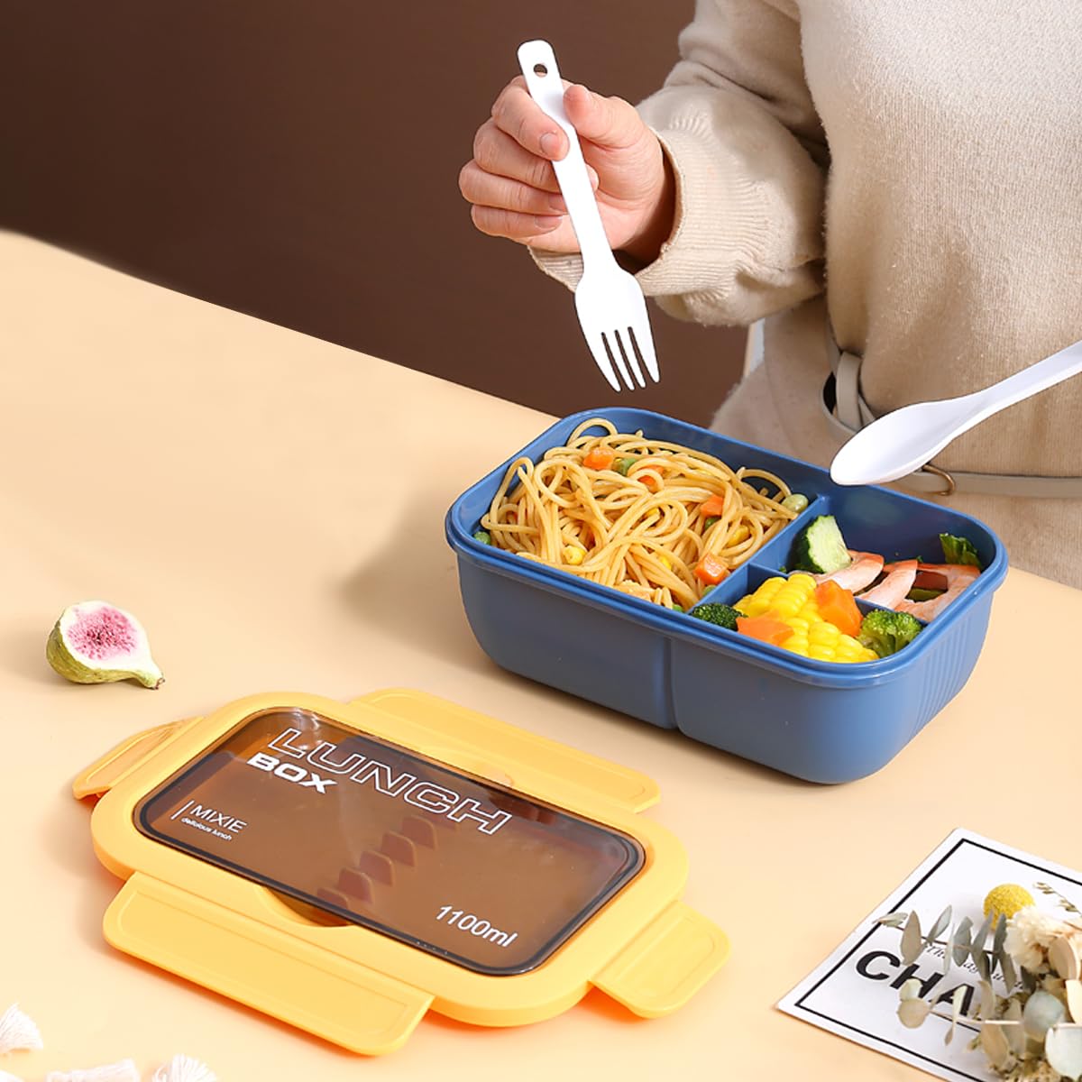 Boîte À Bento Étanche Avec Couverts Et Pot À Sauce – Boîte À Bento De Style Japonais De 1400 Ml