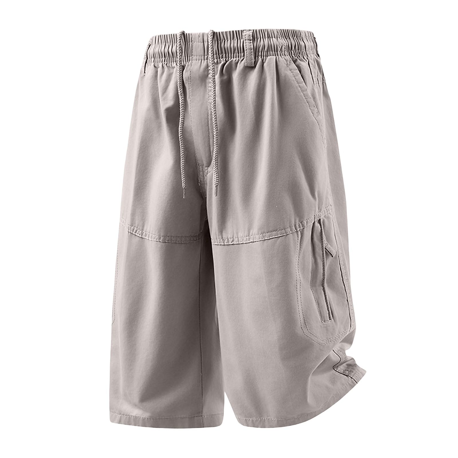 Pantaloncini sportivi da uomo, elasticizzati, taglie grandi, cachi, 3XL