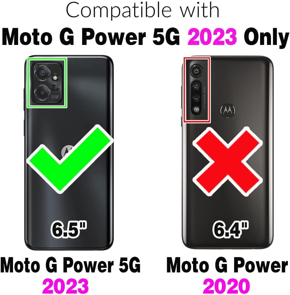 Asuwish Phone Case for Motorola Moto G Power 5G 2023 Zipper Wallet Detachable Cell Cover with Tempered Glass Screen Protector Crossbody Strap Bling Flip Credit Card Holder GPower G5 Women Girls White