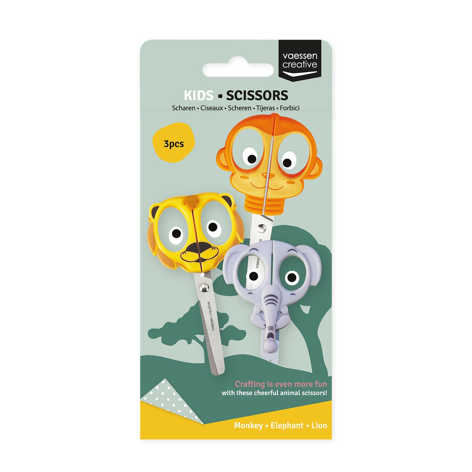 Vaessen Creative 70103-006 - Juego de tijeras infantiles (3 unidades, 12,7 cm, puntas redondeadas, para zurdos y diestros, proyectos de manualidades y hobby)