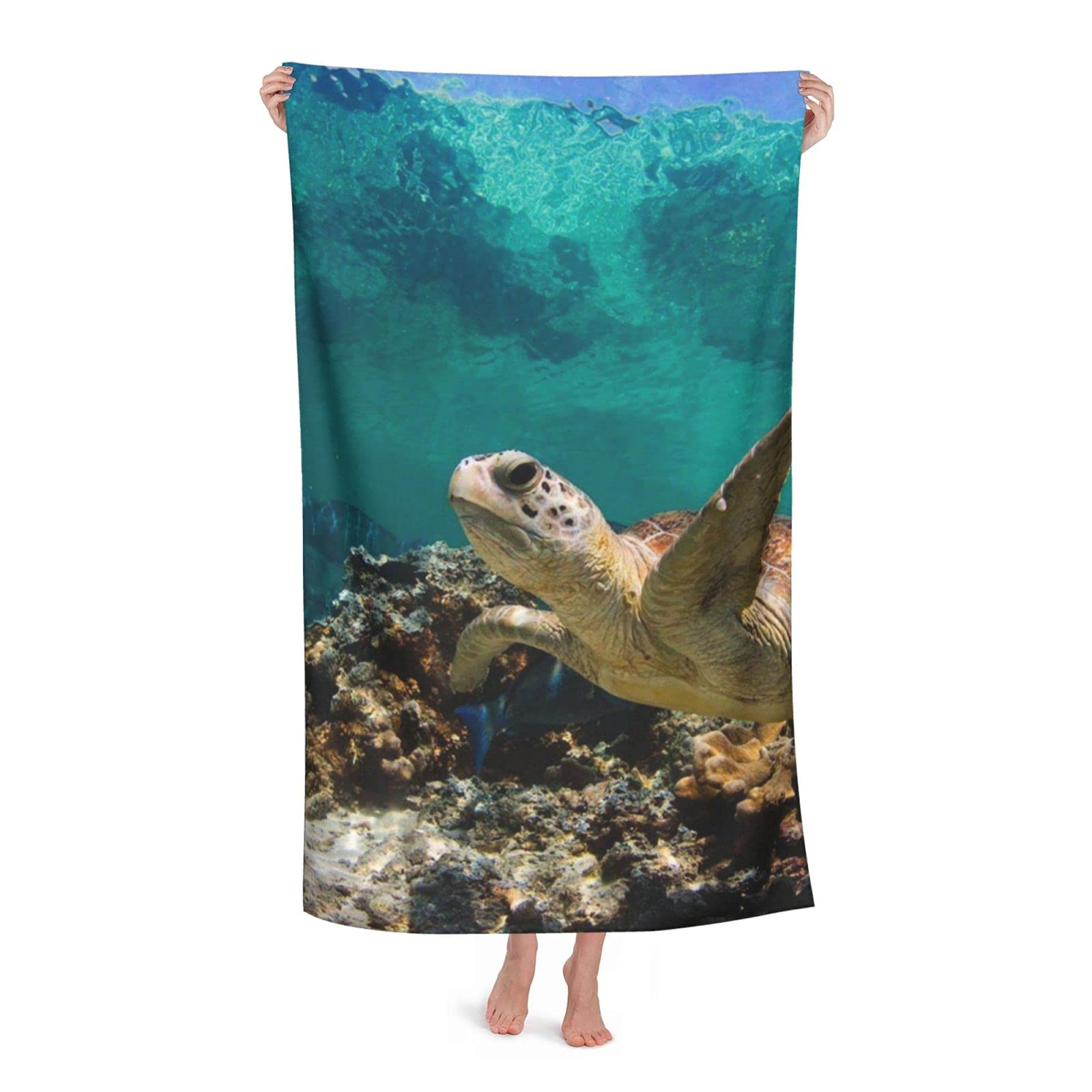 LSRCPD Sea Turtles Beach Towel Highly Absorbent Microfiber Beach Blanket Soft Bath Towels 80 x 130 cm