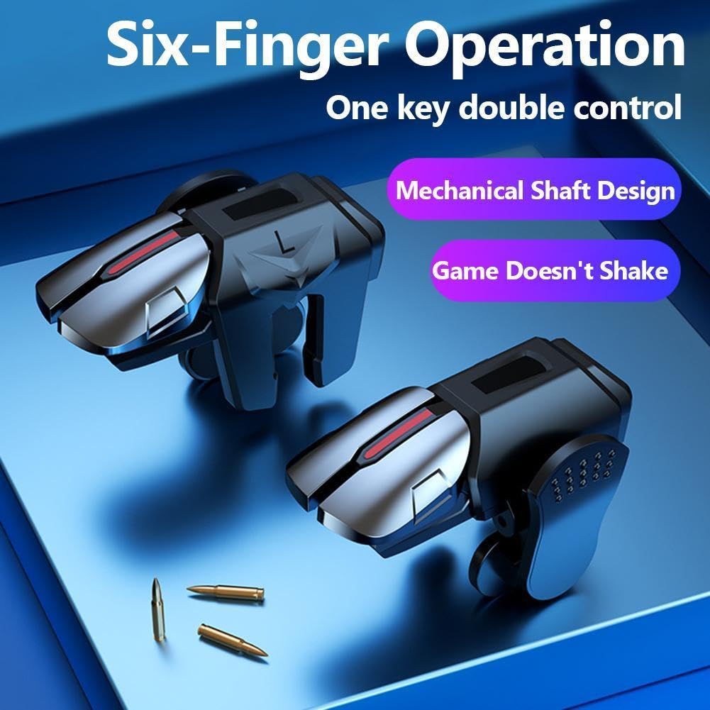 2 trigger di gioco a 6 dita senza latenza per PUBG Game Aim Gaming Trigger Mobile Gamepad Trigger Joystick per telefoni Android
