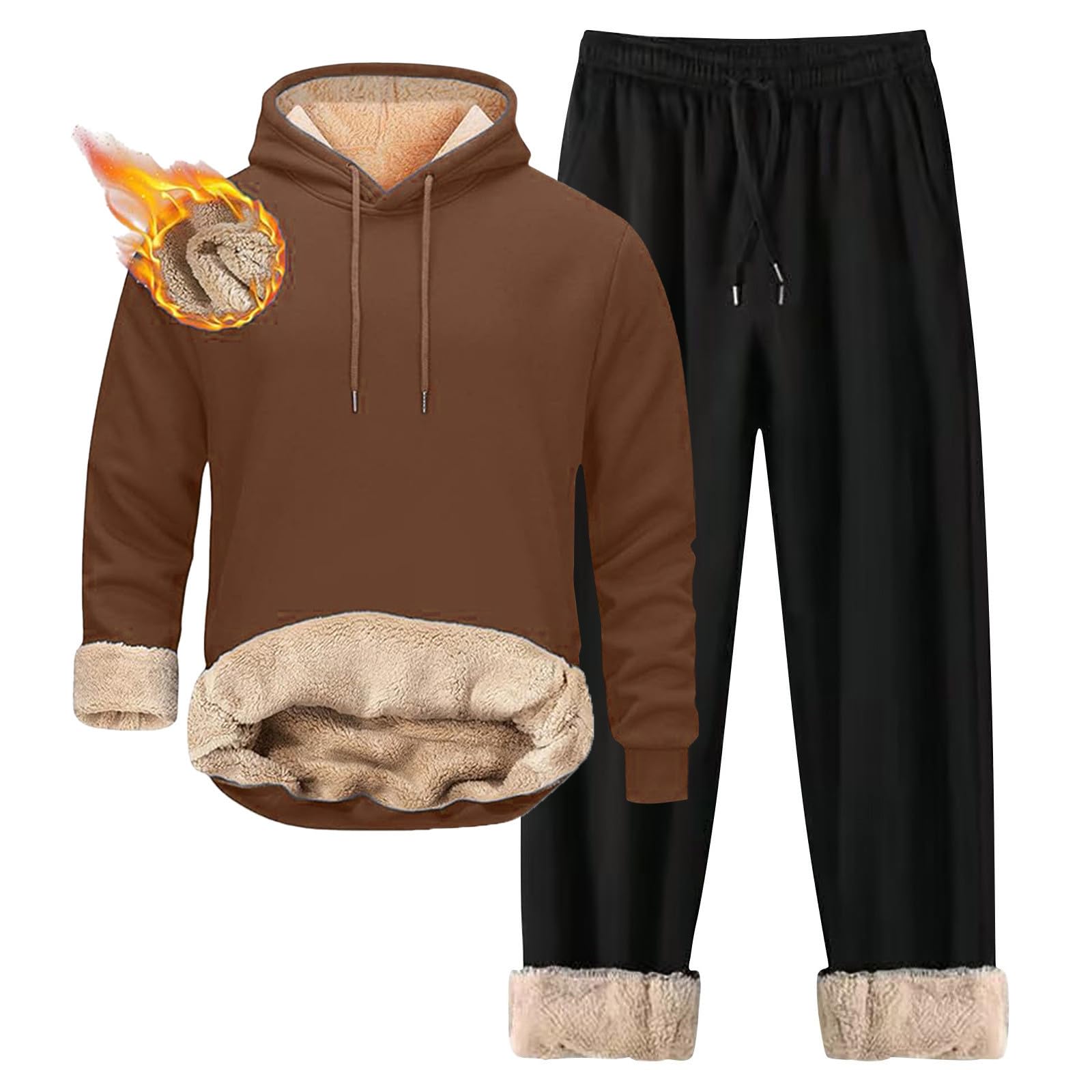Générique Męskie spodnie dresowe dwuczęściowy zestaw dresowy polar bawełna jesienna casualowa z długim rękawem kieszenie ciepły miękki wygodny trend fitness A102