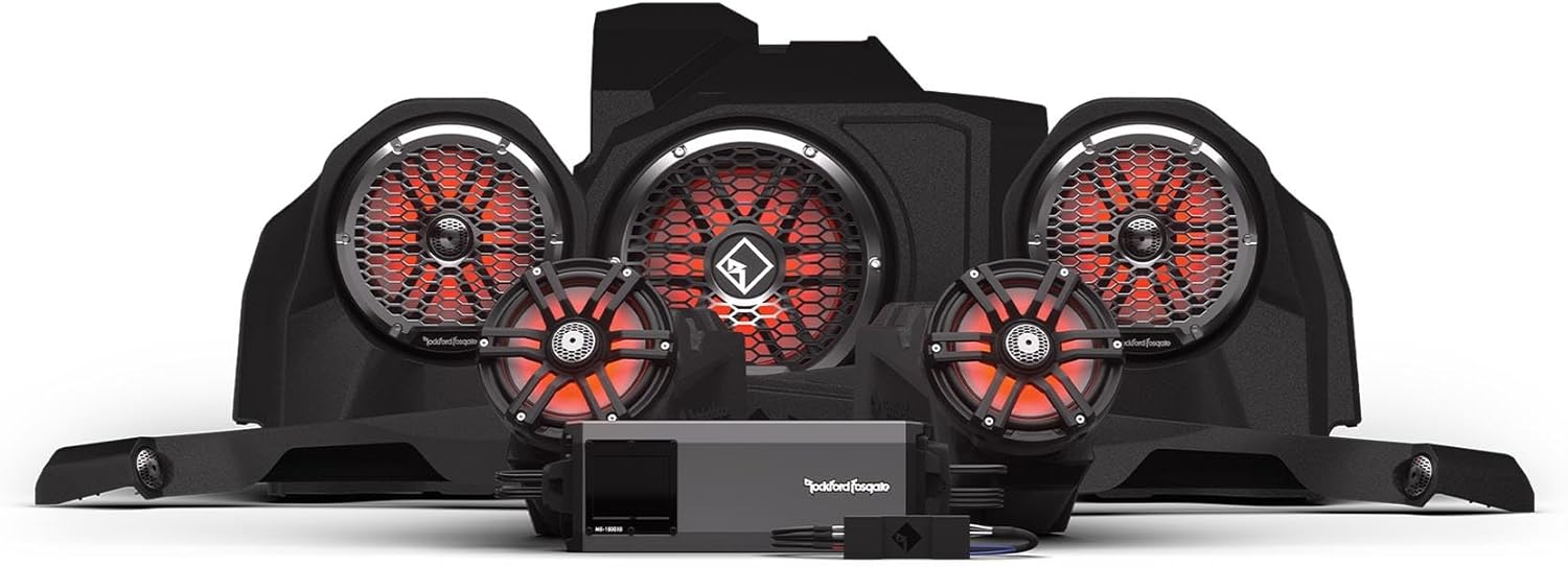 Rockford Fosgate RZR24RCXP-STG6 Pmx-3, 1500w, Color Optix Front Speakers, Color Optix Sub & Color Optix Rear Horn Speakers Kit Compatible with Select '24 & up RZR Models with Ride Control