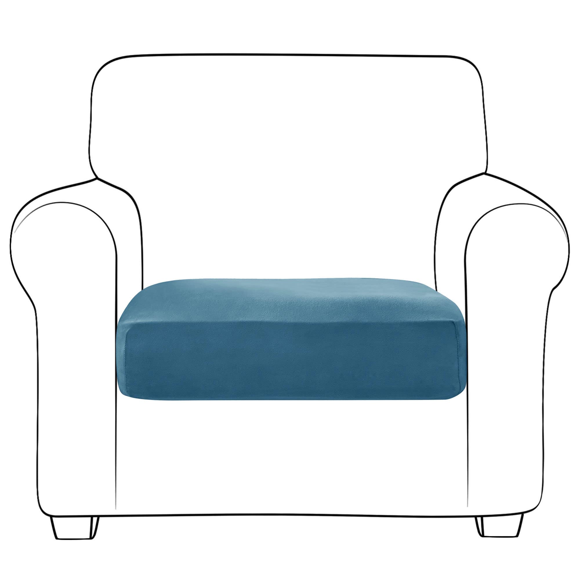 SVFOEBJM Velvet Sofa Seat Cushion Covers, Sofa Cushion Covers Stretch Couch Cushion Cover Soft With Elastic Bottom Sofa Seat Cover For Chair Sofa-Peacock blue-1 seater