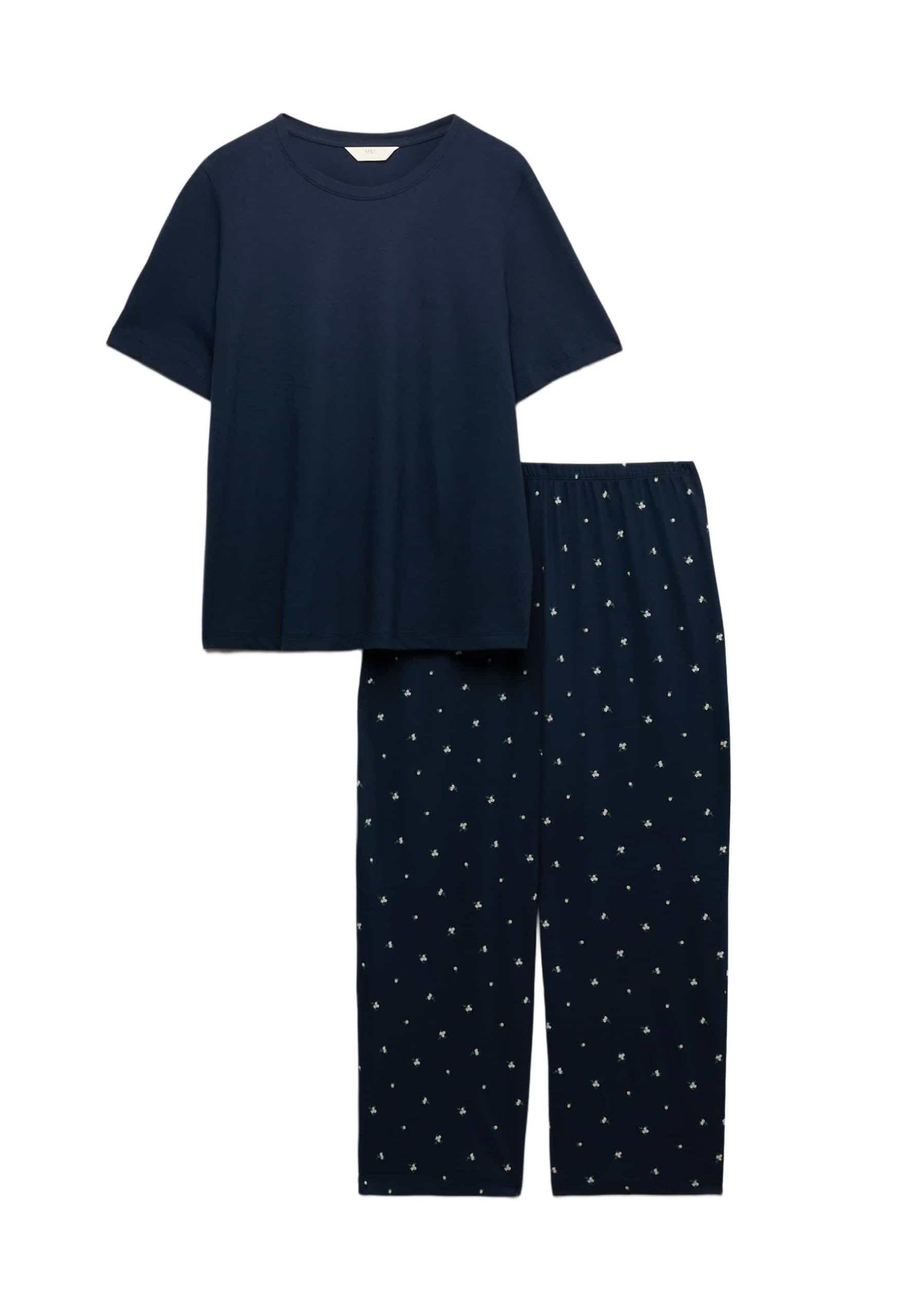 Marks & Spencer Donna Set Pigiama 3/4 Stampato in Puro Cotone – vestibilità Regolare – Vita Elasticizzata