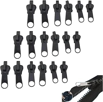 Fastener Repair Zipper Repair 6 Sizes Large Medium Small 18 Pieces No Tools Needed Multifunctional Zipper Heads Clothing Bag Purse Zipper Repair Reusable