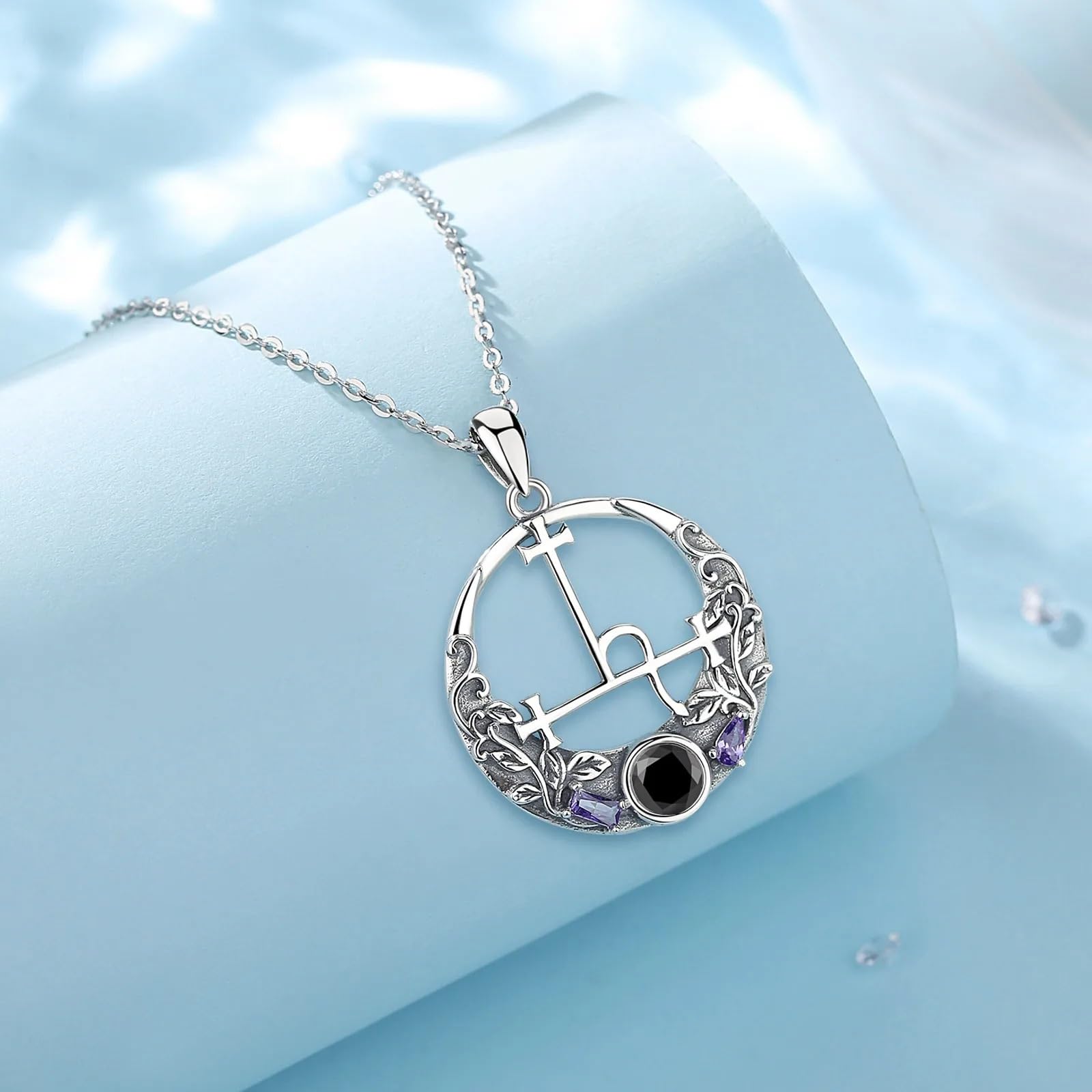 Collana con sigillo Lilith in argento sterling 925 Gioielli vintage con ciondolo con sigillo lunare demone for donna uomo
