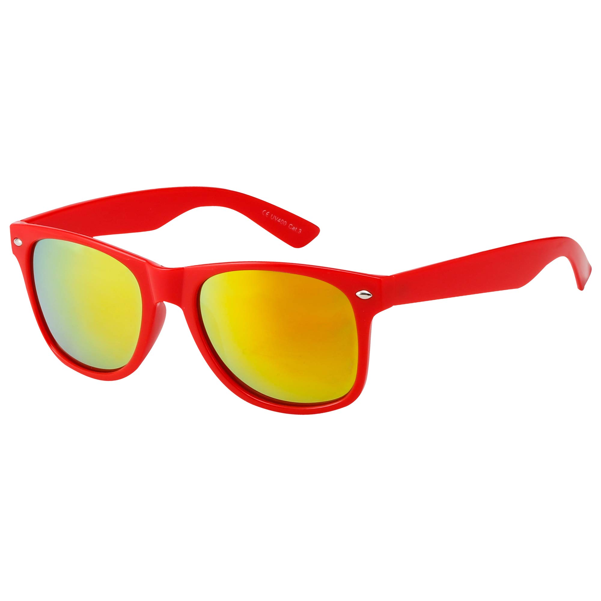 Asvp Shop Girls Red / Mirror Kids Sunglasses Boys Children Classic Style Shades Uv 400 Protection (Red/Mirror)