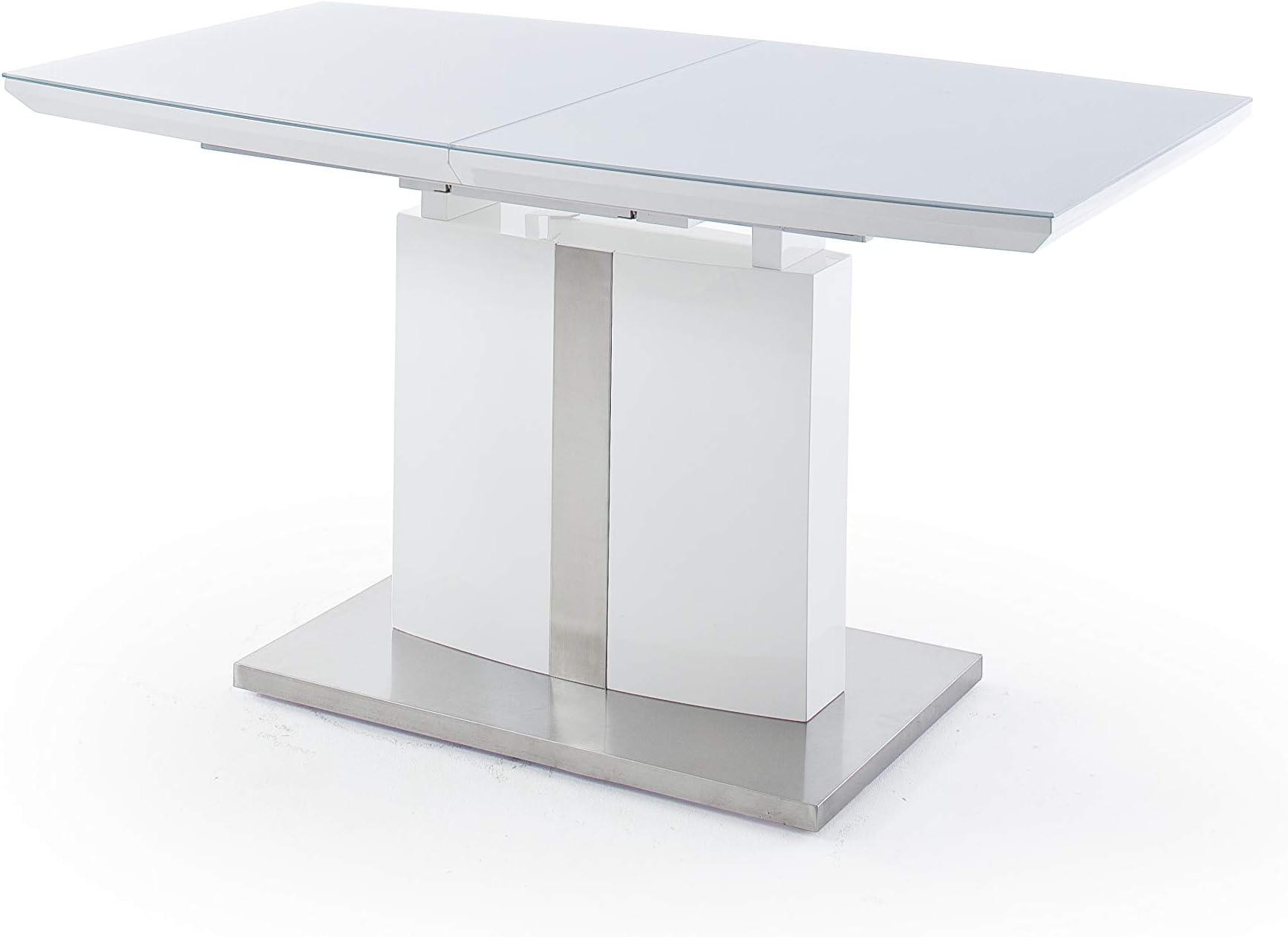 Large White High Gloss and Glass Top Extending Dining Table