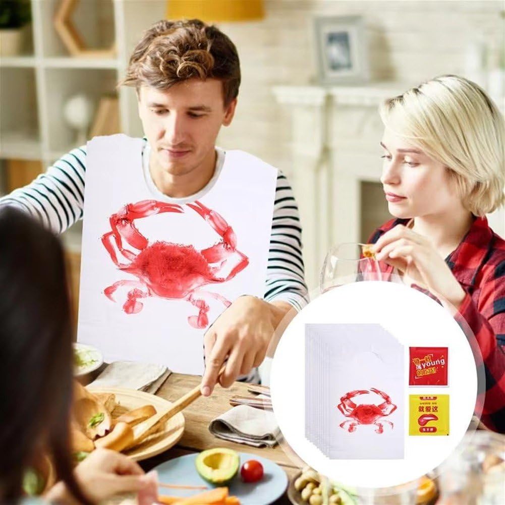 100 Stück Lätzchen, Großpackung, Lustige Lätzchen Für Erwachsene, Ideal Für Krebsessen Und Meeresfrüchtepartys