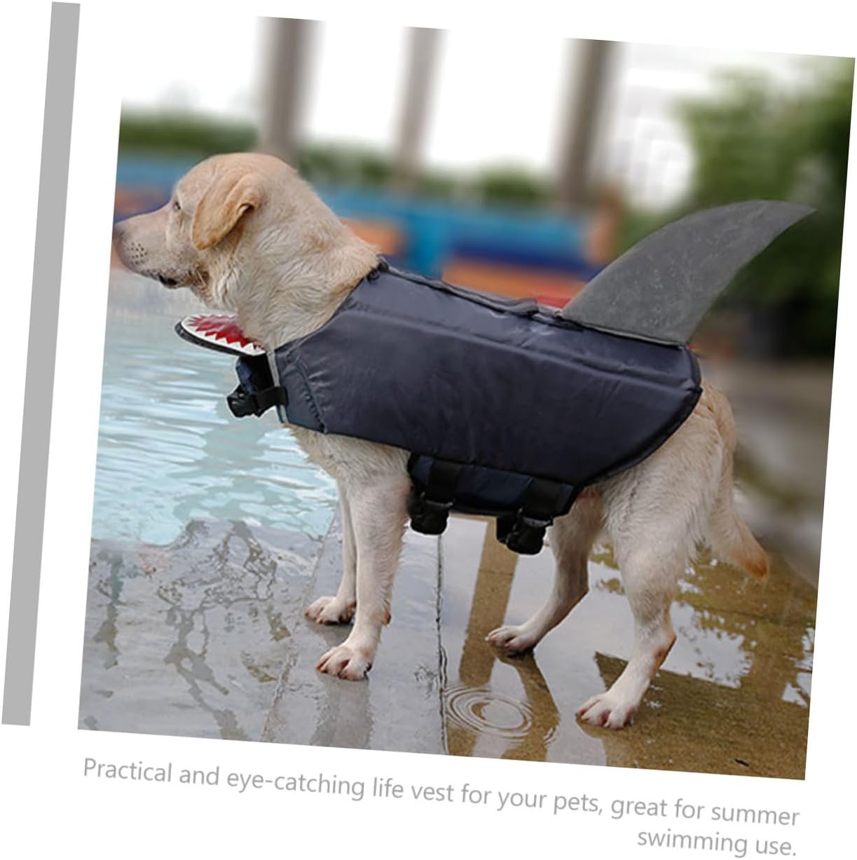 Dog Shark Swim Vest Reflective Waterproof Pet Life Jacket Gray XL for Outdoor Water Training and Boating Safety