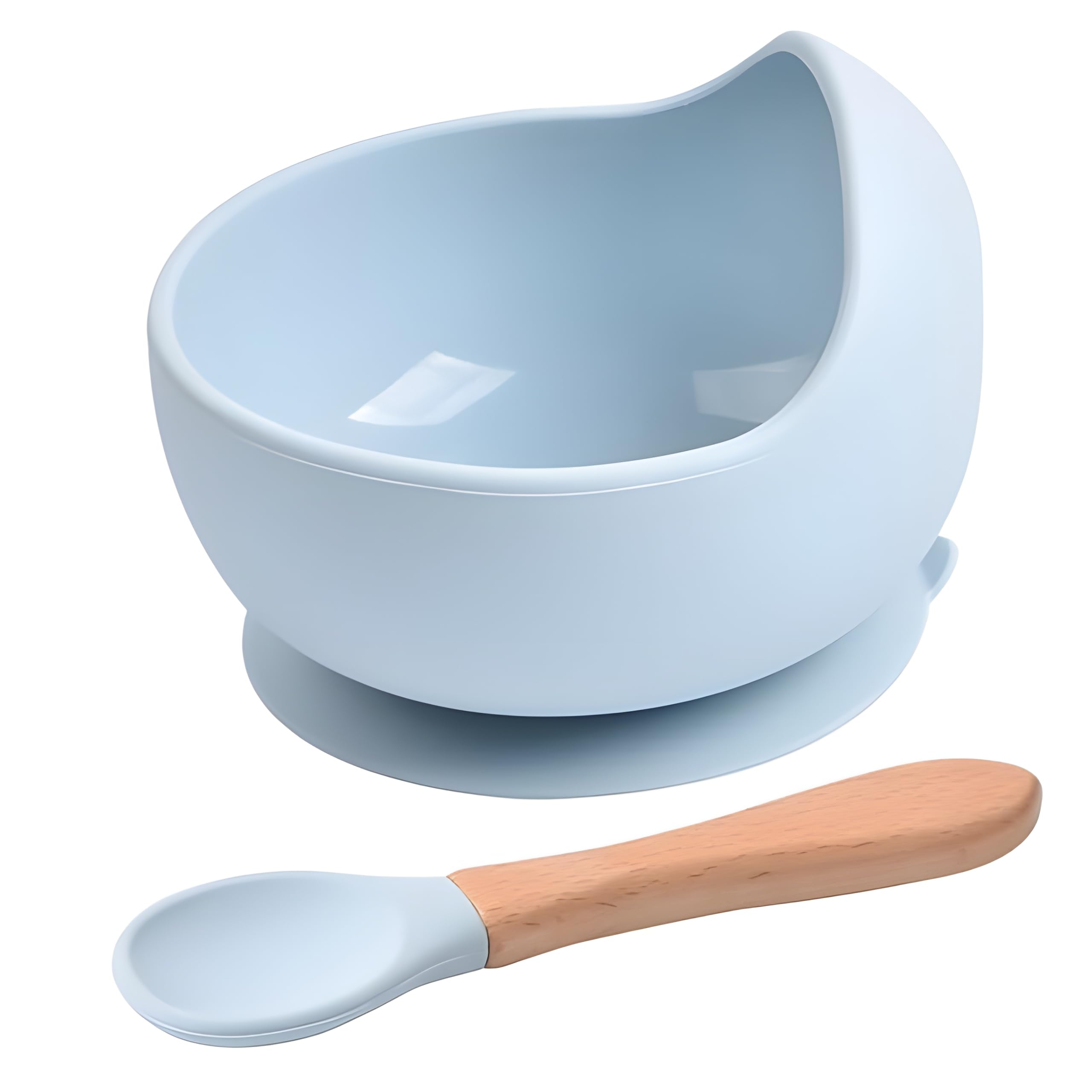 NOWFLY 2 Piece Microwave Friendly Silicone Baby Feeding Set - Bowl - Spoon - Make Mealtime Fun and Easy for Your Little One - Portable and Diaper Bag Friendly - Baby Feeding Product (Blue)-image-26
