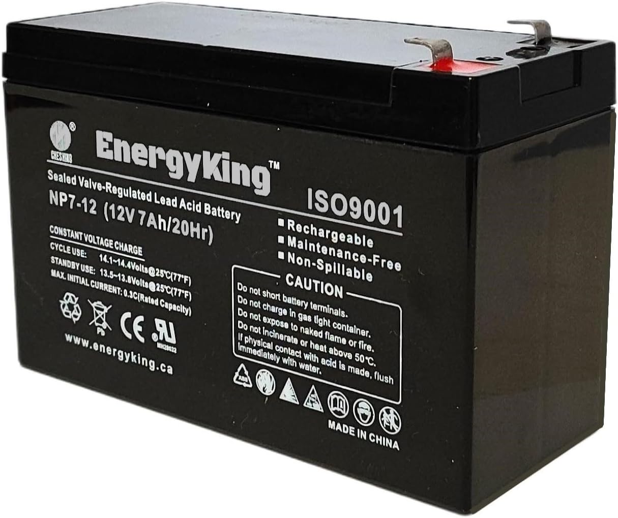EnergyKing Standard Security Alarm Battery 12V 7Ah Rechargeable AGM