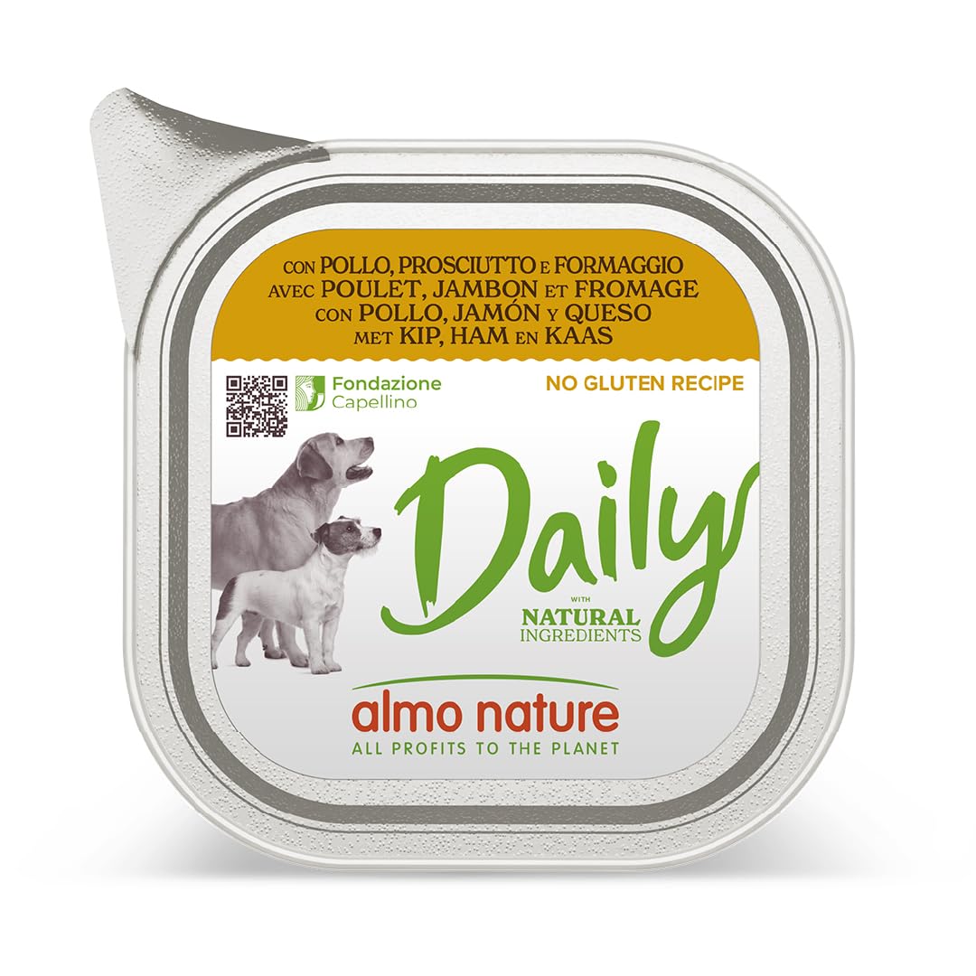 Almo Nature Daily Wet Dog Food No grain Paté with Chicken/Ham and Cheese, 100 g, Pack of 32 — image 1