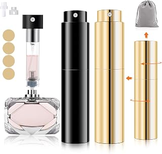 Lian Perfume Atomizer Refillable Cologne 5ml Travel Size Bottle Mini Perfume Spray Bottle Fragrance Scent Pump Case Fill from Bottom Empty Cologne Dispenser 2Pcs Set
