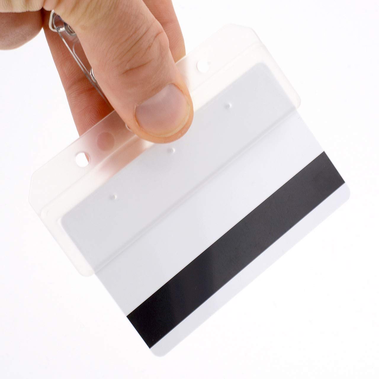 Guides de carte de Demi accès d'– Lot de 50 by CKB Ltd d'appui Porte-badge rigide horizontal rigide Plastique Transparent givré Mag Stripe exposé pour un accès facile faire aux Bandes magnétiques
