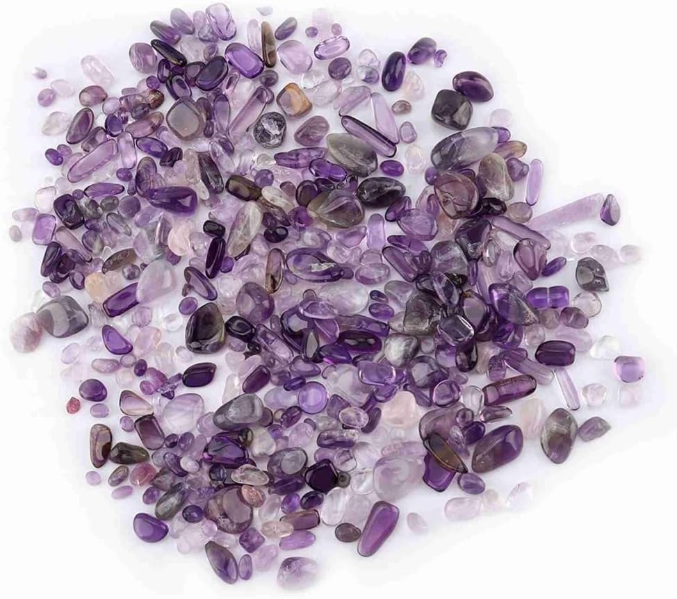 Chips 100g – Crushed Decorative Stones for Indoor Fountains & Aquariums, Polished Irregular Pieces for Fish Tank Vase Filler DIY Crafts(Purple)