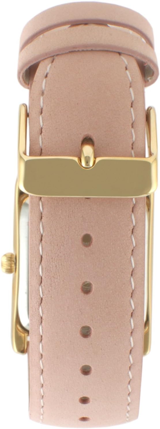 Peugeot Women's 14K Gold Plated Tank/Silver-Tone Tank Leather Dress Watch with Roman Numerals Dial - Image 4