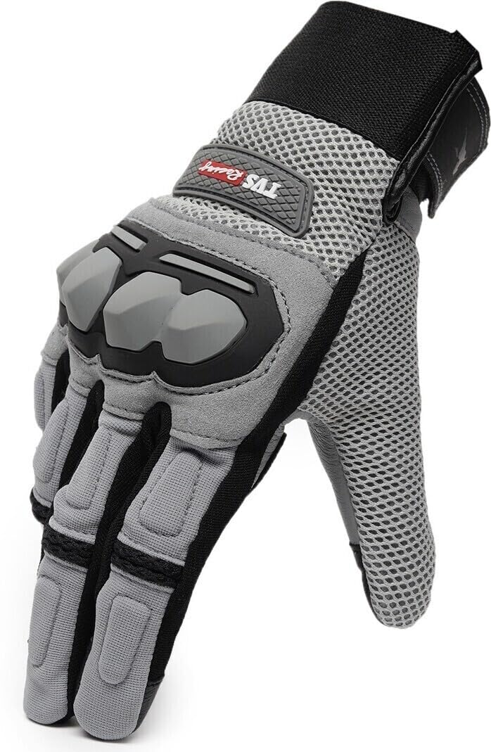 TVS Racing Xplorer Riding Gloves for Men-PVC & Carbon Protected, Touch Screen Compatible, & Visor Wiper Fingertips-Premium Bike Gloves for Riding Comfort (Grey-XXL)