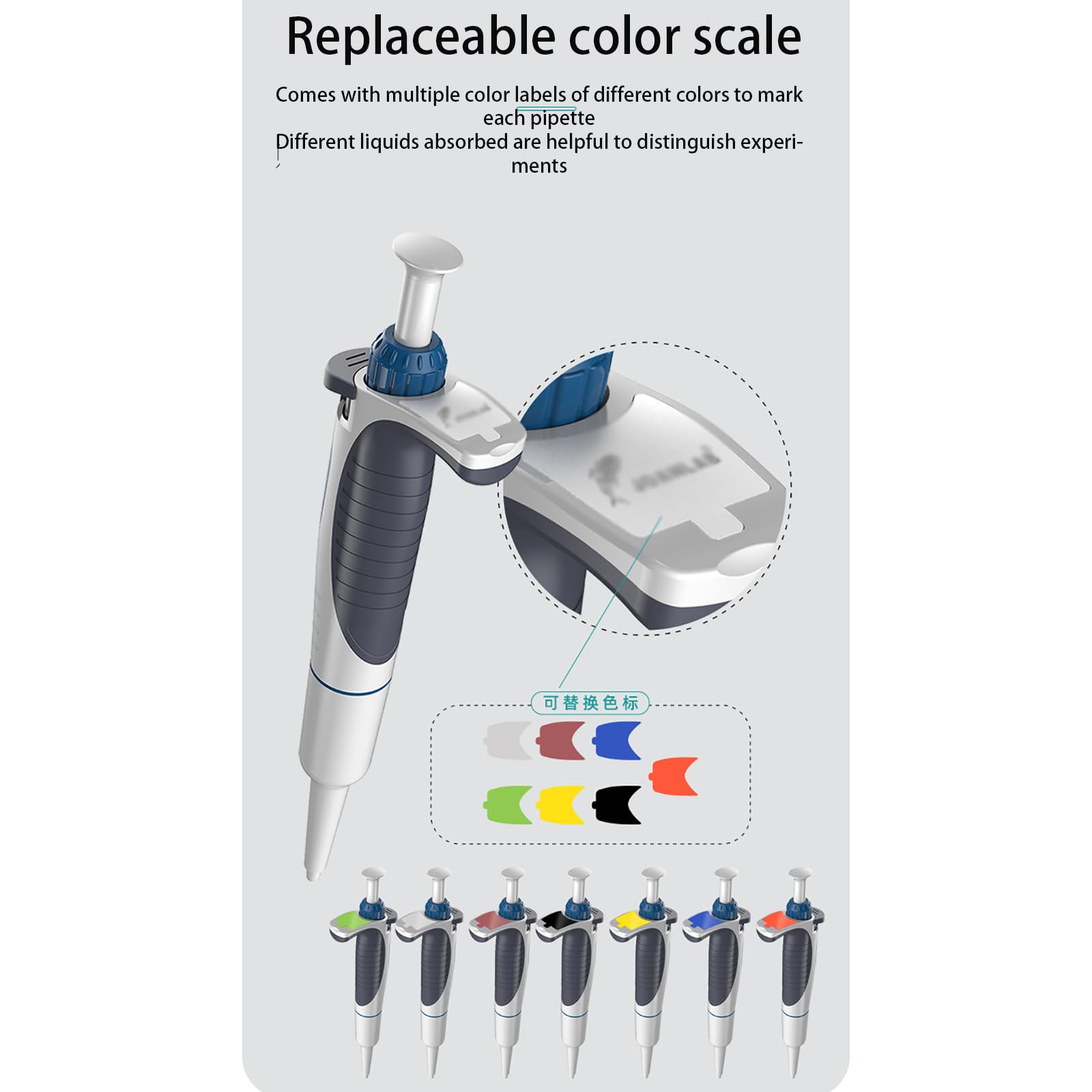 Micropipeta (0,1-10 Ml), Ventana Digital De 4 Dígitos, Bloqueo/Rango De Protección De Volumen, Código De Color Intercambiable/diferenciación De Experimentos,0.5-10ul
