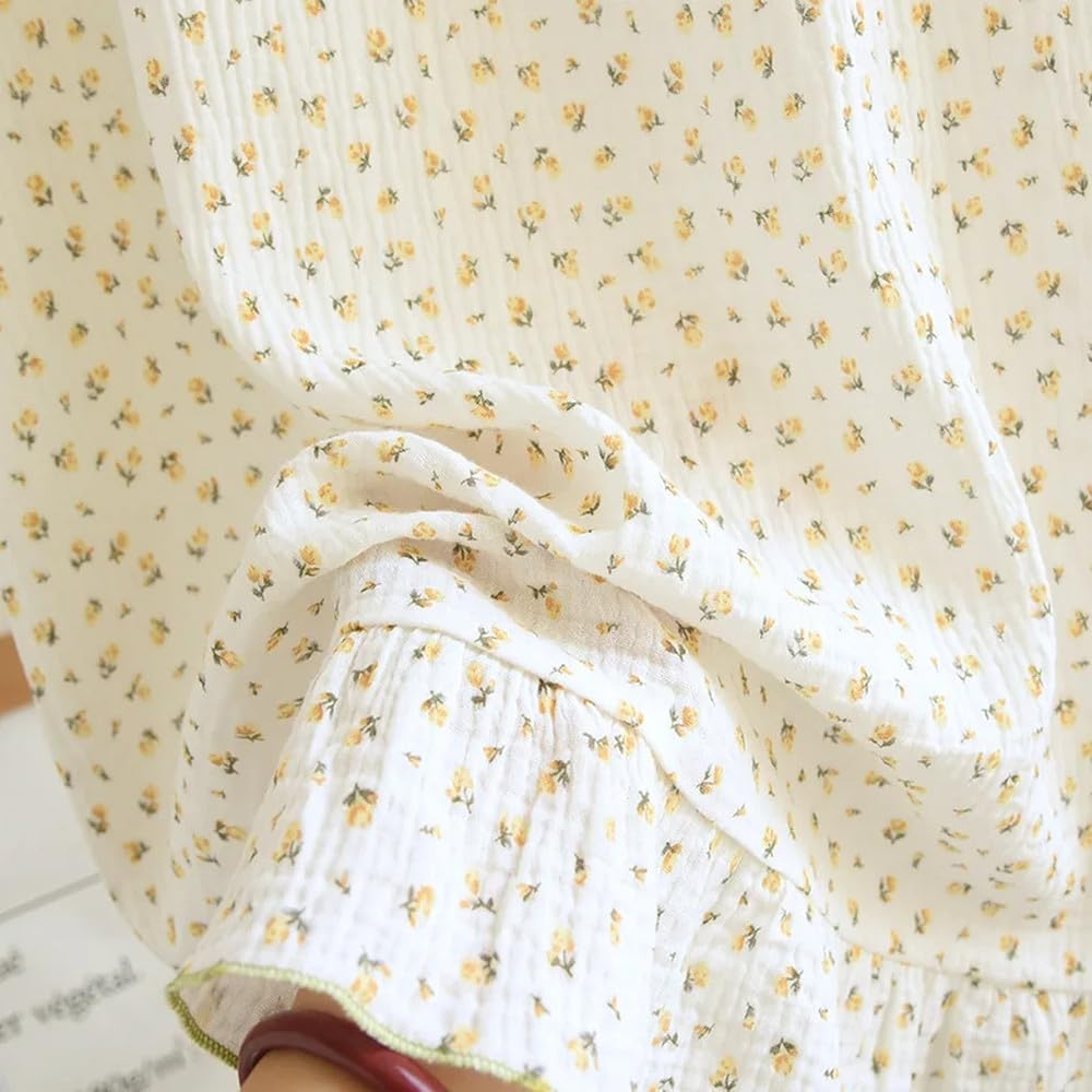Camisón para Mujer - Camisón De Verano De Algodón para Mujer, Vestido Largo De Manga Corta con Estampado Floral, Falda Fina Holgada De Talla Grande para El Hogar, De Algodón