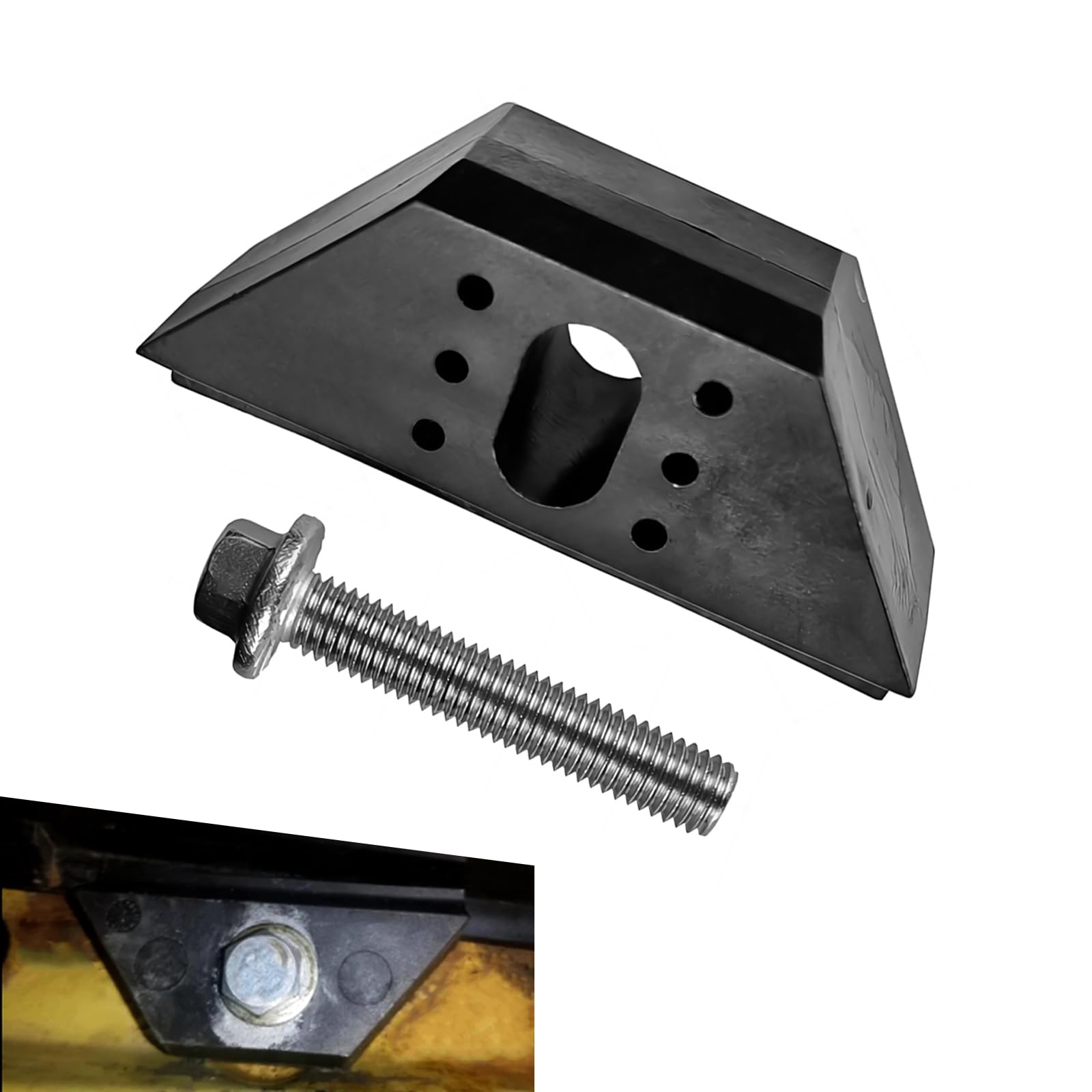 1 PC Car Power Fixing Kit, PP + Steel Buffer Shockproof Power Fixing Base + Bolts + Gaskets, Quick Replacement Repair and Modification Accessories, Compatible with Most Models (Black)