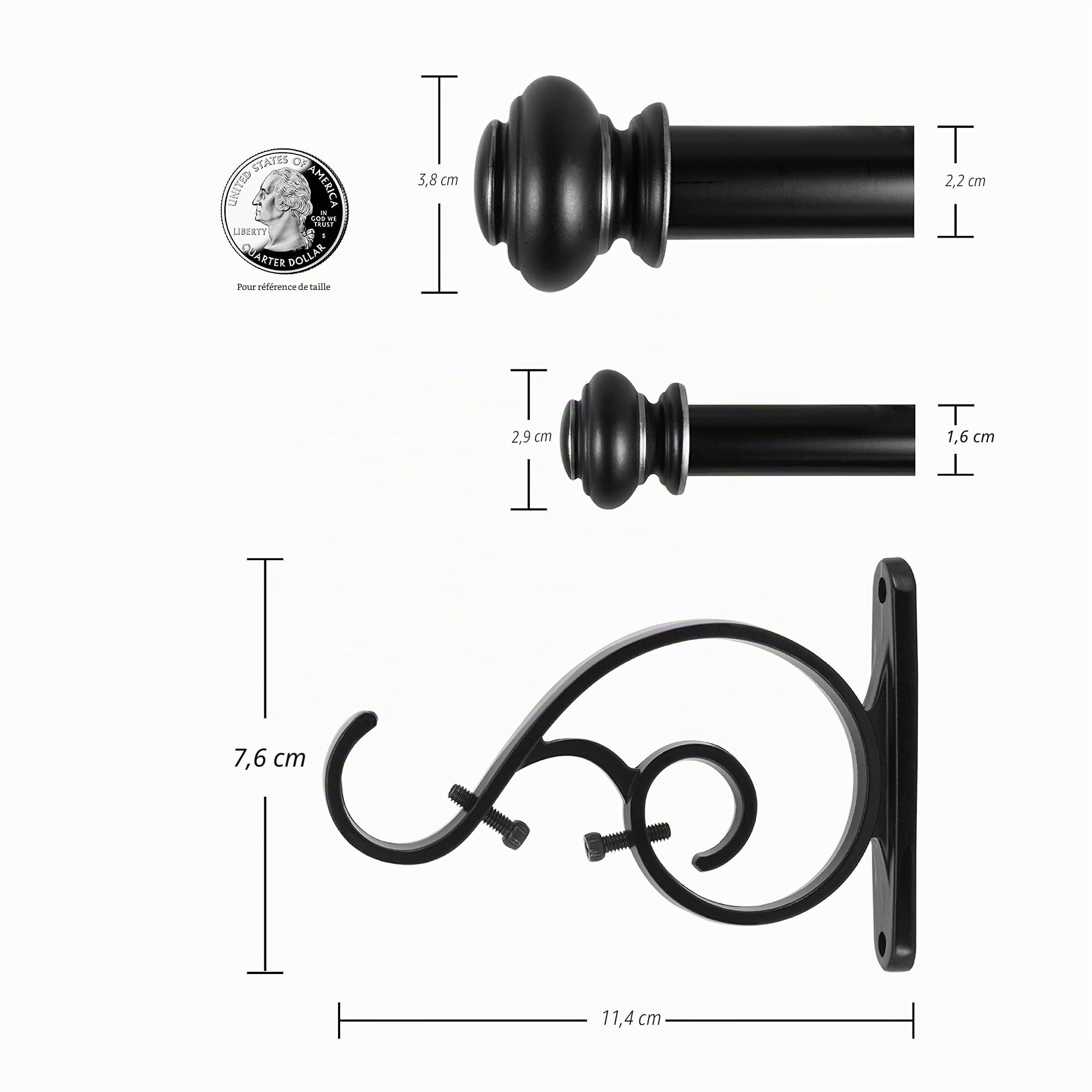Decopolitan 2,5 cm Urne Double fenêtre Traitement tiges de, Métal, Bronze Ancien, 36" to 72"