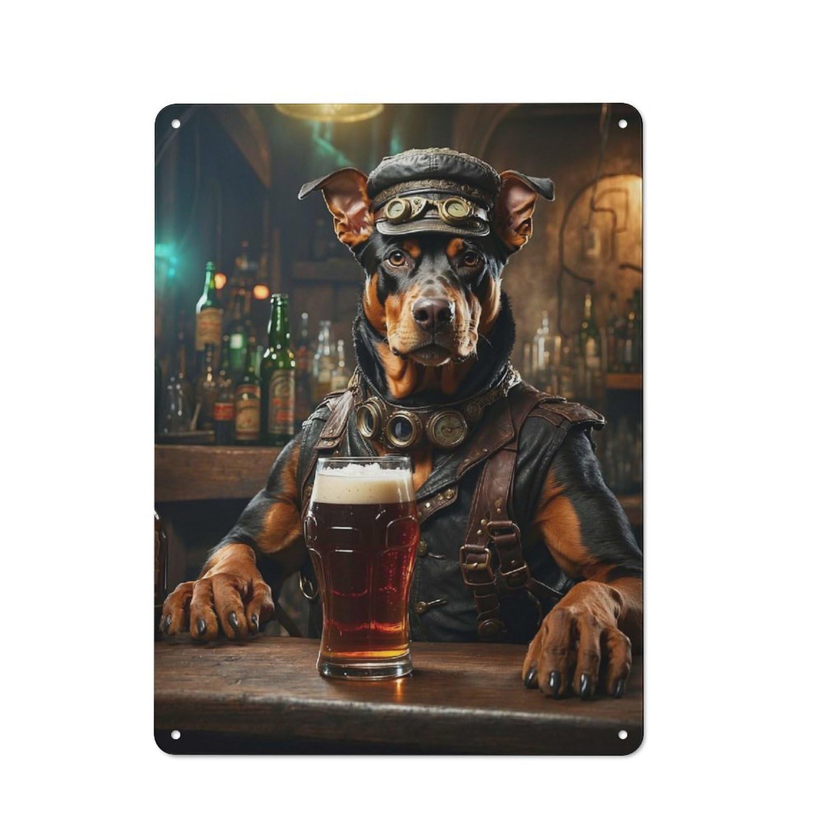Junmoney Dobermann Beer Hound Metal Plaque 40X30cm With For Garage Wall, Retro Decor, For Garage Decor Collectors Refreshing A Room In Autumn