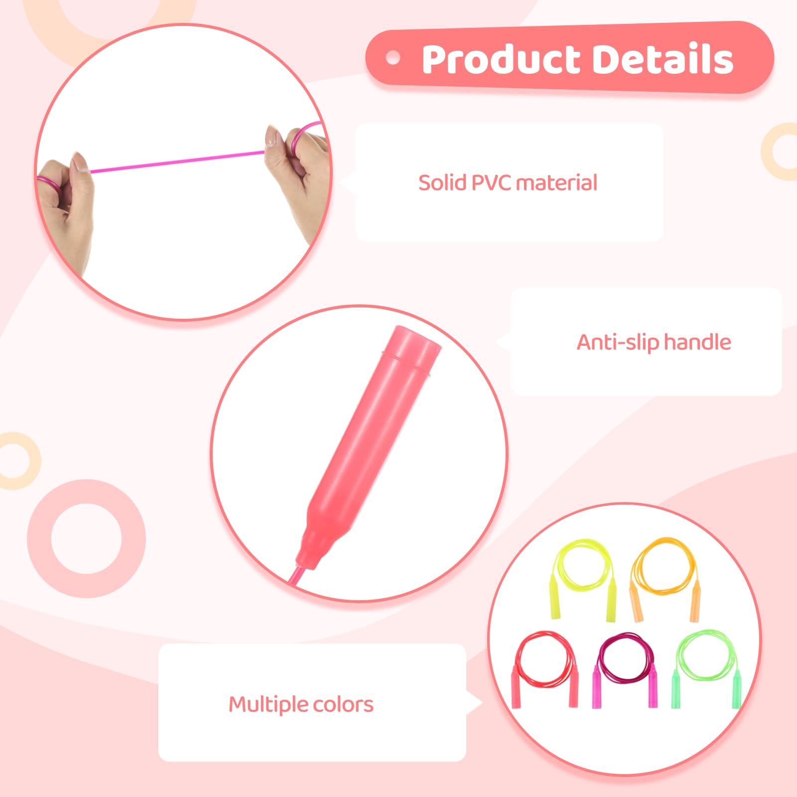 30-teiliges Springseil-Set für Übungen, PVC-Springseil mit verstellbarer Länge, lebendige Kunststoffgriffe in zufälligen Farben