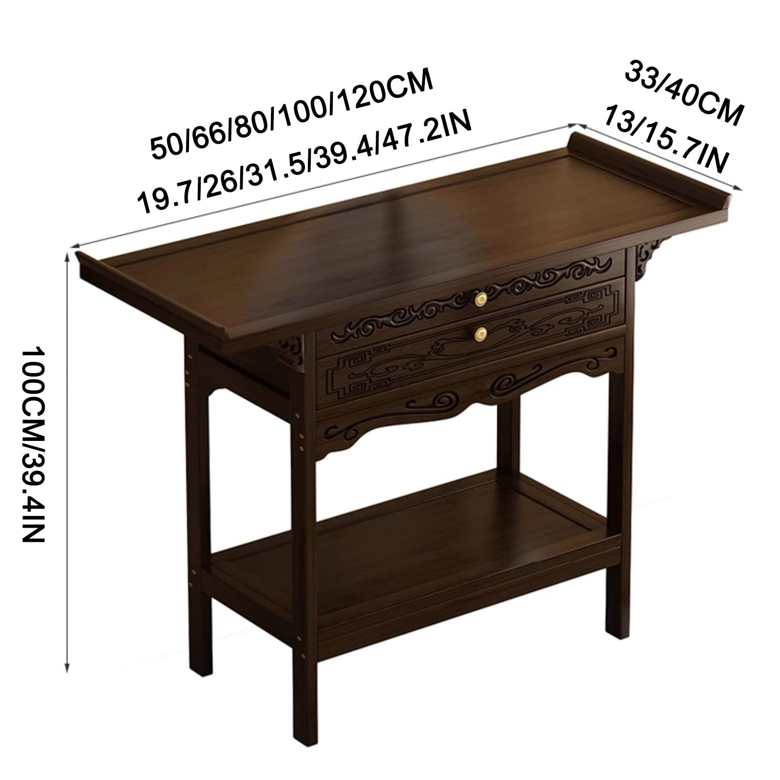 Table D'autel Personnelle, Meubelen D'autel, Table D'Autel Bouddhiste, Armoire D'Autel avec Un Grand Bureau, des tiroirs rétractables, pour Les Bougies, L'Encens, Les Plantes(50*33cm/19.7*13in)