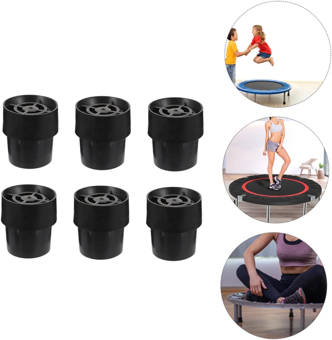 UPKOCH 6Pcs Durable Non Slip Protective Pads for Trampolines and Furniture Easy to Install Mute Covers Black Jumping Bed Foot Mats Prevent Sliding and Noise