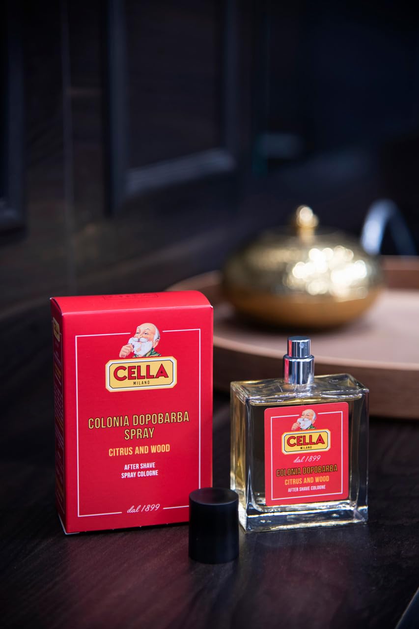 Cella Milano Colonia Dopobarba Spray, Citrus and Wood, Dopobarba Colonia, Note di Agrumi e Legno, 100 ml
