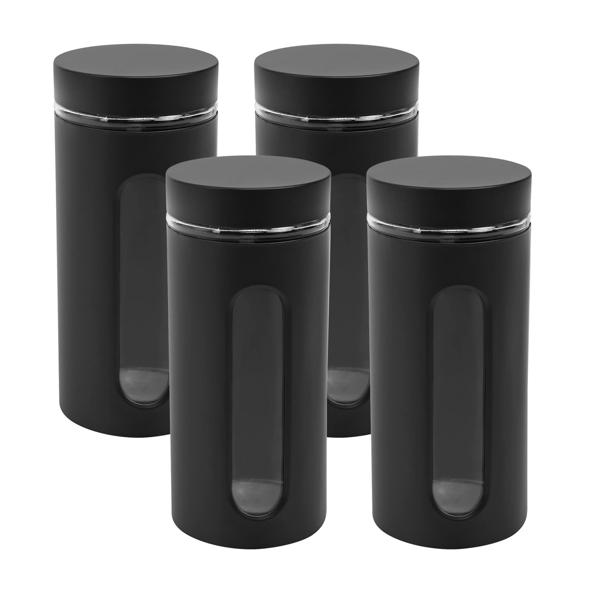 Cutting EDGE Oval Window - Powdered Black Finish Glass Jars for Dal,Dry Fruits,Spices and other Kitchen Storage, 1200 ml, Set of 4 (B0BSV9C63J) Amazon Price History, Amazon Price Tracker