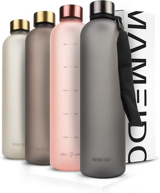 MAMEIDO Butelka na napoje 1 l Carbon Grey  zabezpieczona przed wyciekiem, odpowiednia do użycia w dwutlenku węgla, nie zawiera BPA  butelka sportowa z tritanu  bez BPA  butelka na wodę do uprawiania sportu, na siłownię i