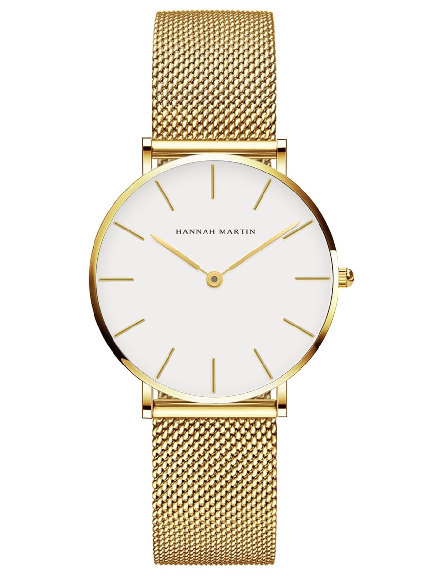 HANNAH MARTIN Reloj de Cuarzo para Mujer Banda Malla Acero Inoxidable Ultra Delgado