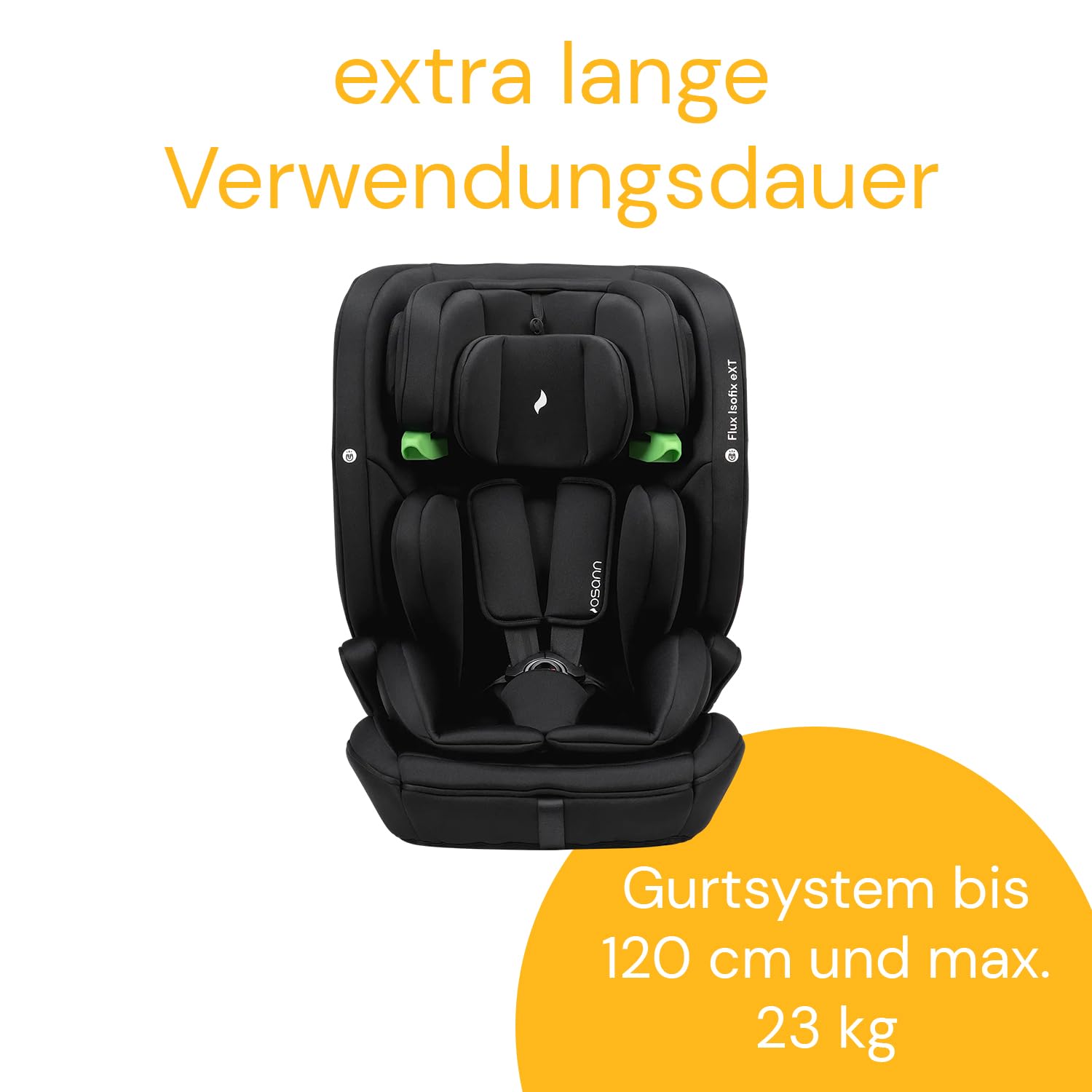 OSANN - Fotelik samochodowy dla dzieci Flux Isofix eXT i-Size Top-Tether ze zintegrowanymi czujnikami - 76-150 cm - 15 miesięcy do 12 lat - Grupa 2/3 -, 14-pozycyjne wysokości